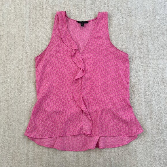 Banana Republic Factory Sleeveless Ruffle Flowy Work Blouse Top S Pink - Picture 1 of 7
